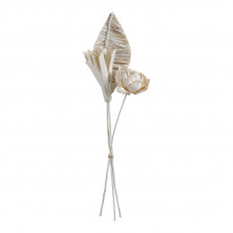 Ramo de 3 decoraciones vegetales secas - Blanco con purpurina