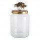 Bombonière Idylle florale em vidro e metal dourado - Modelo grande - ø 9,5 x 18 cm
