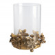 Floral Idyll Glass and Gold Metal Tealight Holder