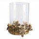 Porta-velas Idylle florale em vidro e metal dourado