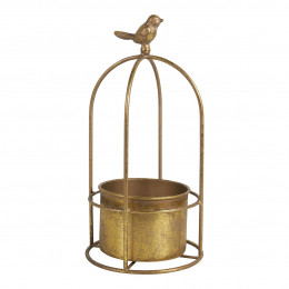 Cache-pot Cage à oiseau en métal doré - Grand modèle - ø 18 x 34 cm