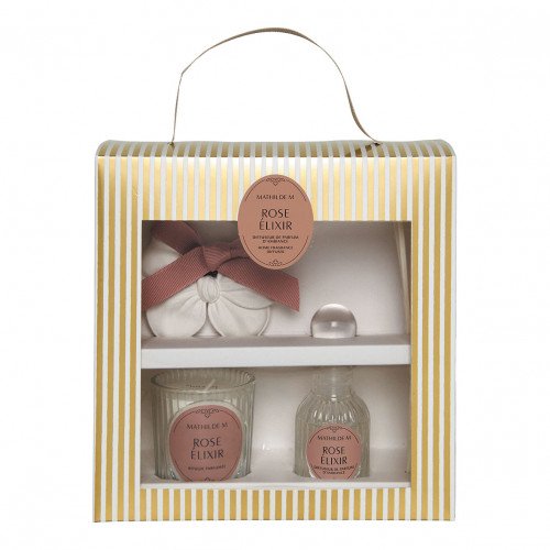 Les Intemporelles Discovery Set with Diffuser, Candle, and Scented Decor - Rose Élixir