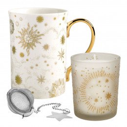 Conjunto presente vela perfumada e caneca Festa Celeste - Chá de Festa