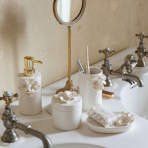 Dispenser di sapone Amour de Fleurs in ceramica