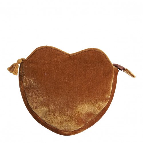 Bolsa de Coração em Veludo - Amarela