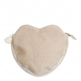 Heart Velvet Pouch - Ecru