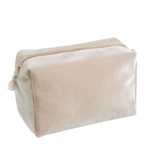 Rectangular Toiletry Bag Ecru Velvet - Large Size Rectangular Toiletry Bag Ecru Velvet - Large Size