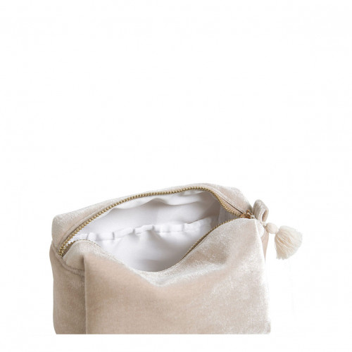 Rectangular Toiletry Bag Ecru Velvet - Small Size Rectangular Toiletry Bag Ecru Velvet - Small Size