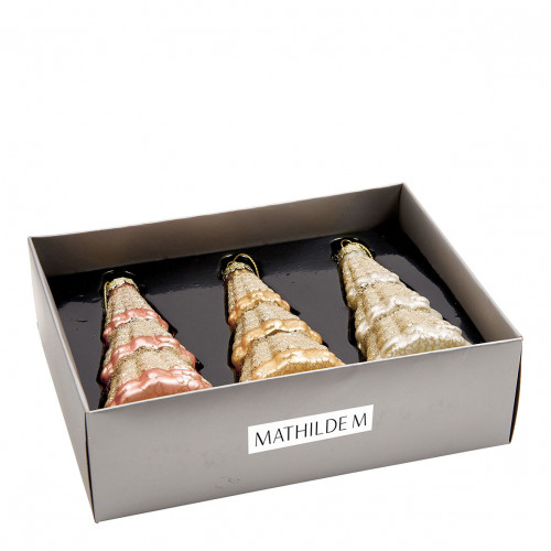 Set of 3 glittered glass Christmas trees