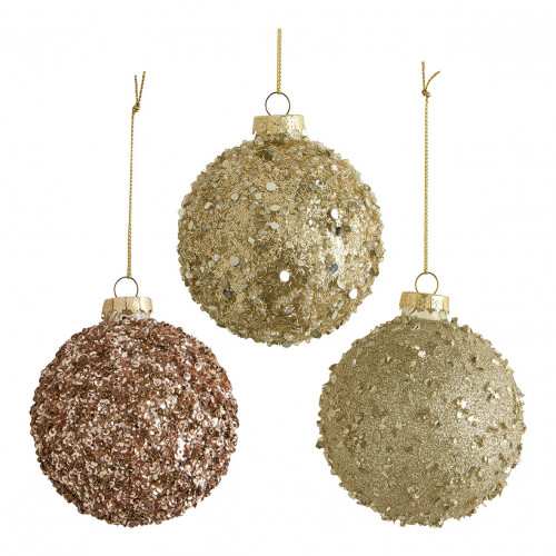 Conjunto de 3 bolas decorativas Cometa com brilhantes em vidro