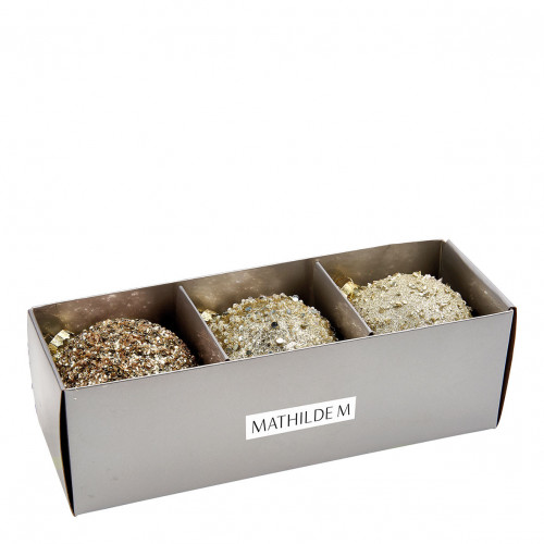 Coffret de 3 boules décoratives Comète pailletées en verre Coffret de 3 boules décoratives Comète pailletées en verre