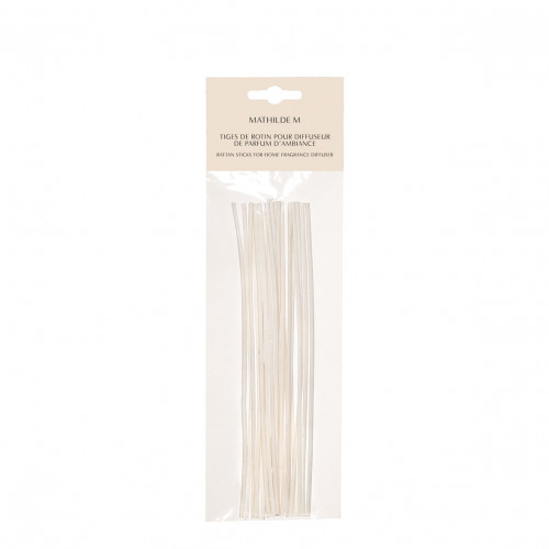 Sacchetto di 14 bastoncini di rattan sbiancato 18 cm