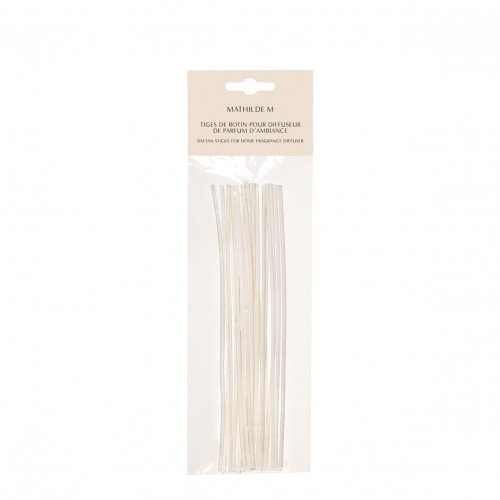 Saqueta com 14 varetas de vime branqueado 18 cm
