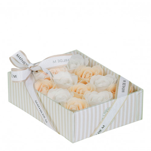 Set of 12 roses in white and nude soap sheets - Rose Scent