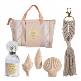 Cabas coffret parfum d'ambiance 30 ml et décors parfumés Bain de Soleil - Perle de Coco