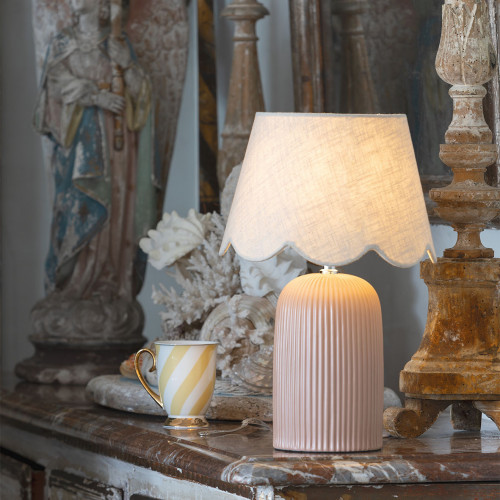 Sibylle ceramic lamp with linen lampshade - Large model - ⌀ 26.5 x 41.5 cm