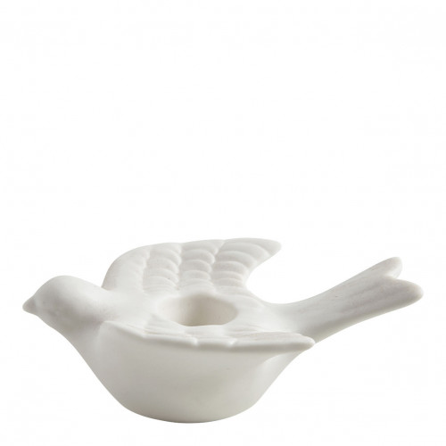 Ceramic Bisque Titmouse Candle Holder - Small Model