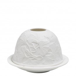Foliage lithophane tealight holder in unglazed porcelain