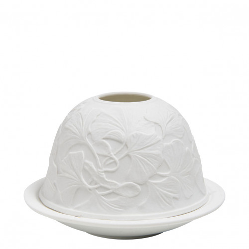 Foliage lithophane tealight holder in unglazed porcelain Foliage lithophane tealight holder in unglazed porcelain