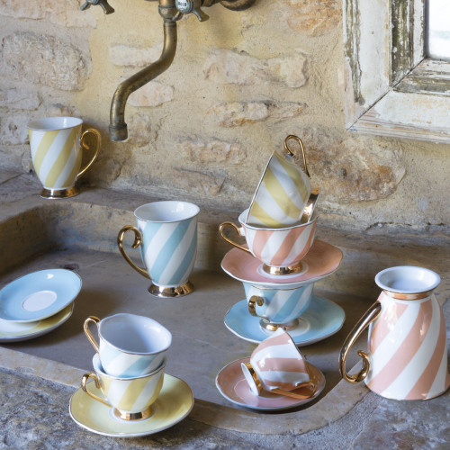 Madame de Récamier Mug with Pastel Stripes - Yellow