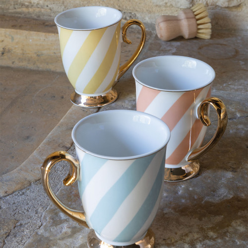 Madame de Récamier Mug with Pastel Stripes - Blue