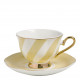 Chávena de chá e pires Madame de Récamier riscas pastel - Amarelo