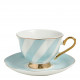 Chávena de chá e pires Madame de Récamier riscas pastel - Azul