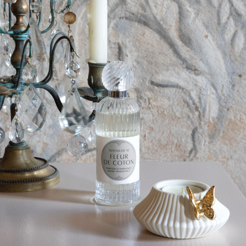 Coffret bougeoir Papillon et 6 bougies parfumées - Fleur de Coton