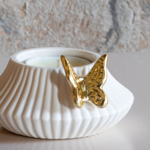 Coffret bougeoir Papillon et 6 bougies parfumées - Rose Élixir