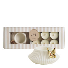 Coffret bougeoir Papillon et 6 bougies parfumées - Voile de Lin