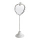 Heart-shaped whitewashed metal standing mirror