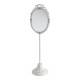 Miroir sur pied Fleurs en métal blanchi