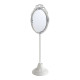 Miroir sur pied Fleurs en métal blanchi
