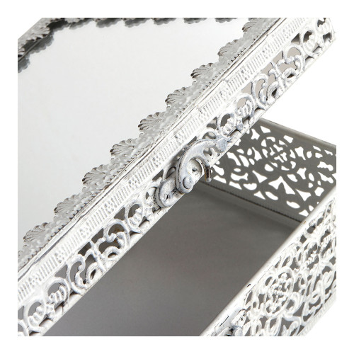 Boîte à bijoux rectangulaire Précieuse en métal blanchi Boîte à bijoux rectangulaire Précieuse en métal blanchi