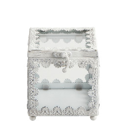 Caixa de joias quadrada Preciosa em metal branqueado - Modelo pequeno