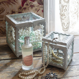 Boîte à bijoux carrée Précieuse en métal blanchi - Petit modèle