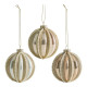 Set of 3 Christmas Balls Golden Glass Pearls