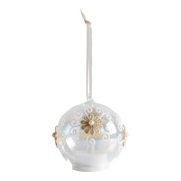 Christmas Snowflake Ball in glass with integrated LED candle