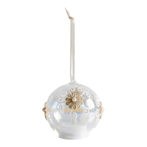 Bola de Natal Floco em vidro com vela LED integrada