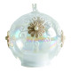 Bola de Natal Floco em vidro com vela LED integrada