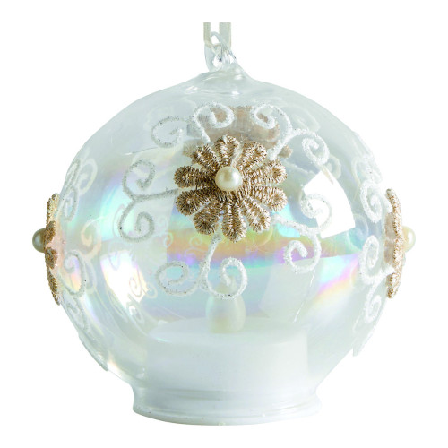 Christmas Snowflake Ball in glass with integrated LED candle