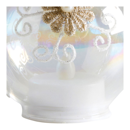 Boule de Noël Flocon en verre avec bougie LED intégrée Boule de Noël Flocon en verre avec bougie LED intégrée