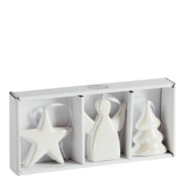 Set de 3 decoraciones de Navidad de cerámica