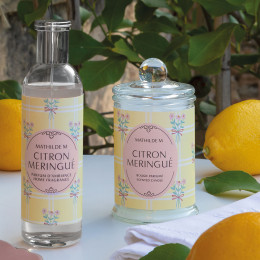 Coffret bougie parfumée 100 g et décors Gourmandises d'Été - Citron Meringué