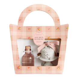 Coffret diffuseur de parfum 50 ml et décor Gourmandises d'Été - Macaron Framboise