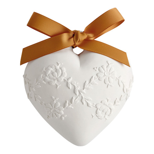 Scented Decoration Large Embroidered Heart - Fleur d'Oranger