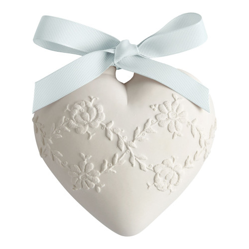 Décor parfumé Grand Cœur brodé - Poudre de Riz