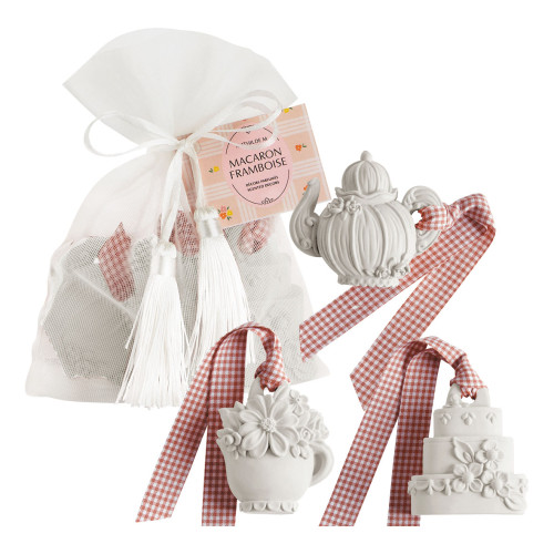 Pochon de 3 décors parfumés Gourmandises d'Été - Macaron Framboise