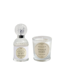 Coffret parfum d'ambiance et bougie parfumée Trésor de Fleurs - Vanille Dorée