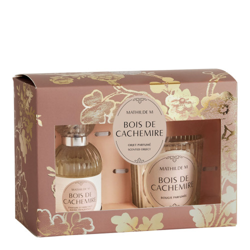 Coffret parfum d'ambiance et bougie parfumée Trésor de Fleurs - Bois de Cachemire